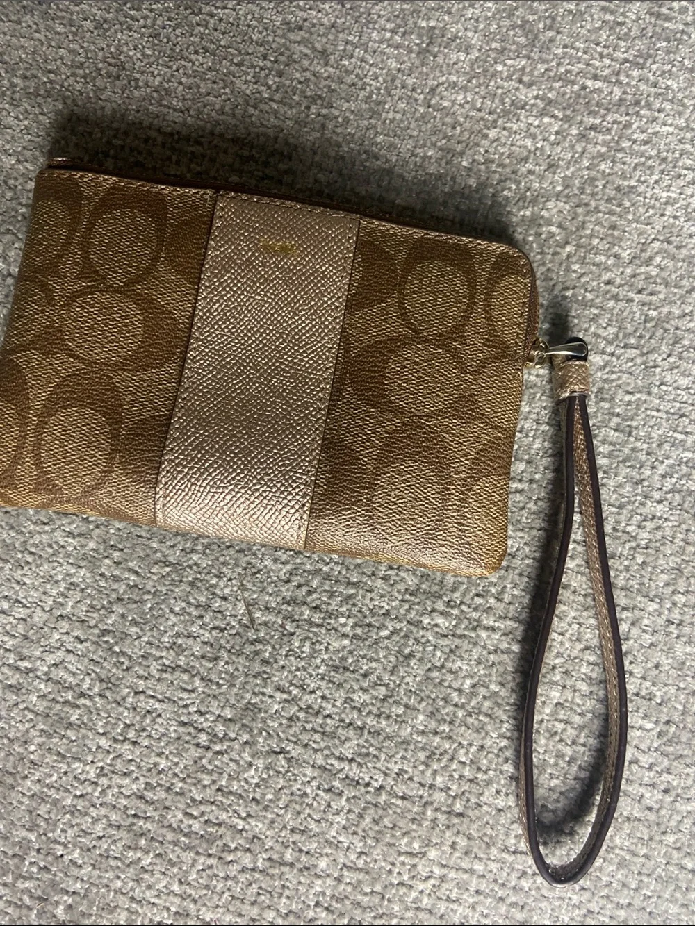 Coach Signature Monogram Wristlet Phone Case in Brown